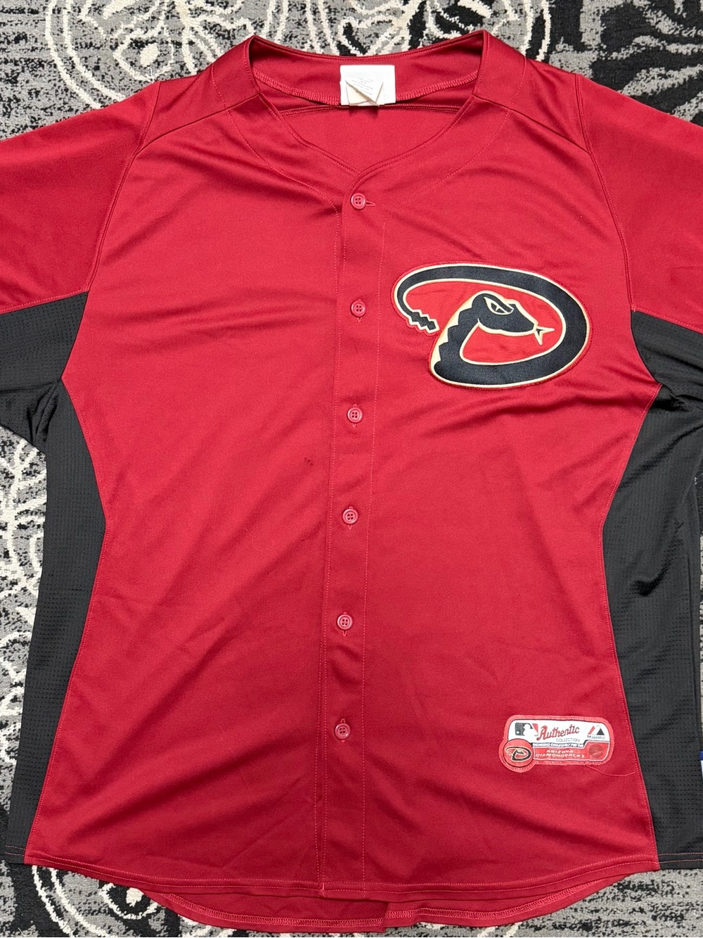 Majestic Arizona Diamondbacks Red and Black Button-Front Jersey
